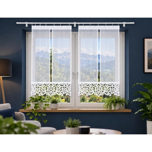 Firany panelowe z białym ażurem – komplet 2 paneli 80 cm FV841 VELIA